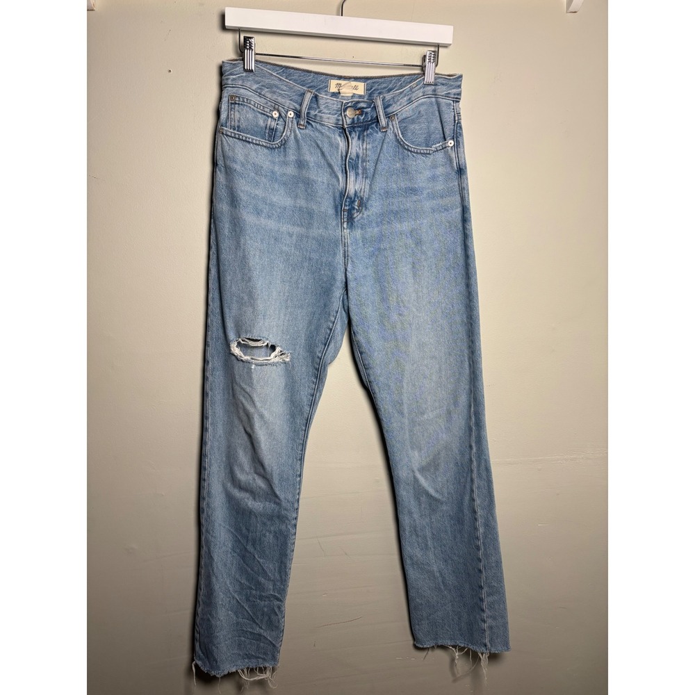 Madewell 90s Straight Leg Jeans Light Wash Distressed High Rise 28